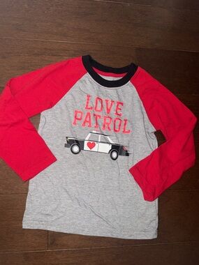 Kids 'Love Patrol' Raglan Tee - Red & Gray